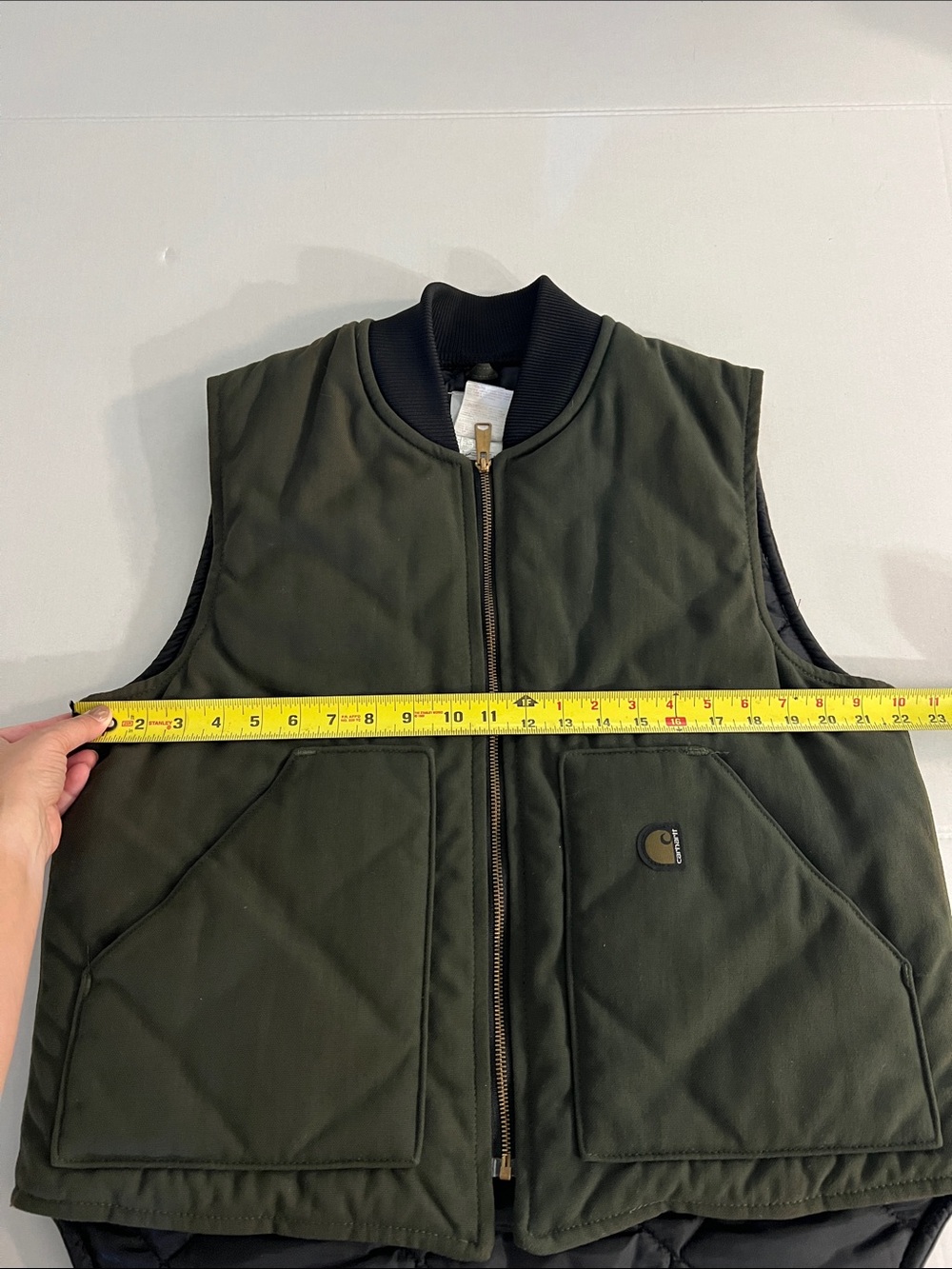 Vintage Carhartt Men's Duck Canvas Vest Union USA Made Size Large moss green - Picture 11 of 13